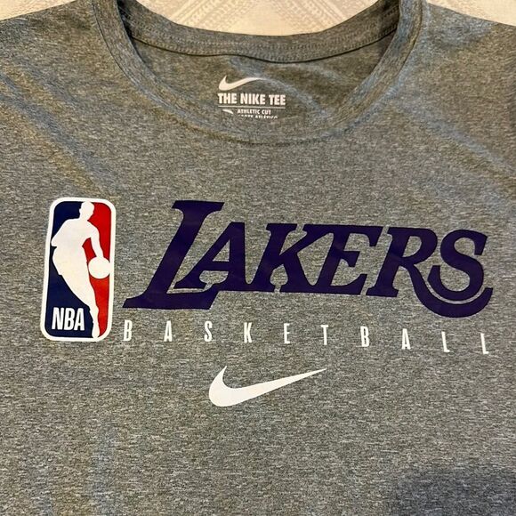 Nike Boys Dri-Fit Gray NBA Lakers Basketball Tee - Size L - Picture 4 of 6
